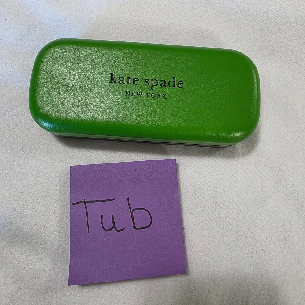 Kate Spade Sunglasses Hard Case Green Black Clam Shell‎ With Microfiber Cloth 7
